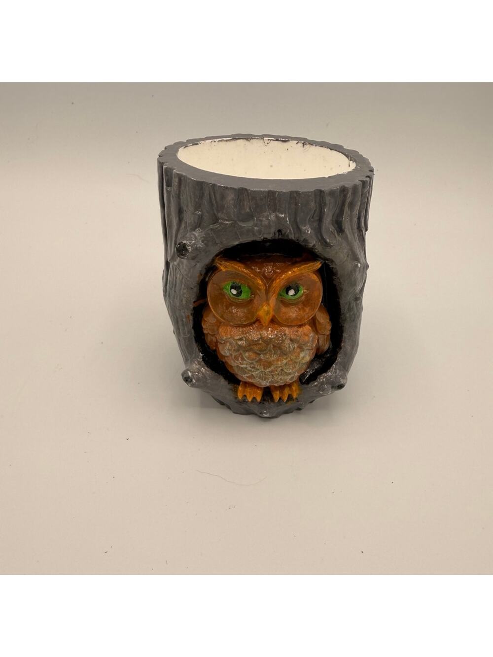 Handmade Eco Resin Owl Planter Woodland Decor Succulent Holder Hand Painted
